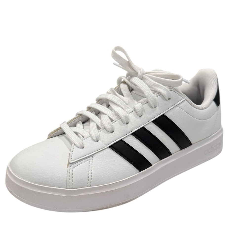 Adidas Grand Court 2.0 Cloudfoam White 3 Stripe Low Top Sneakers 9 - Picture 4 of 9